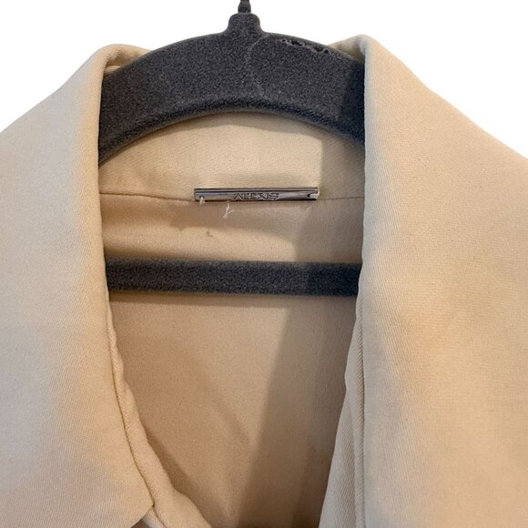 Alexis Levina Ivory Long Sleeve Mini Shirt Dress Elastic Waist Size S Crepe - Picture 6 of 12